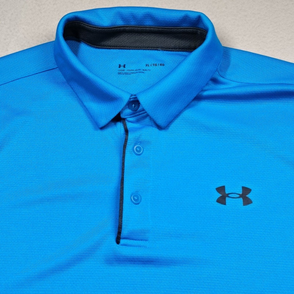 Under Armour Mens XL Performance Polo 2.0 Blue Short Sleeve Golf Shirt - Picture 3 of 10